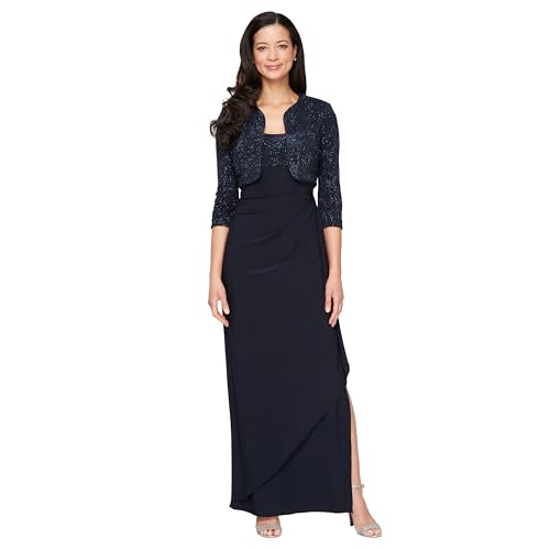 Alex Evenings Women's Empire Waist Bolero Jacket Dress (Petite and Regular Sizes) -Close Out, Black Beaded, 16