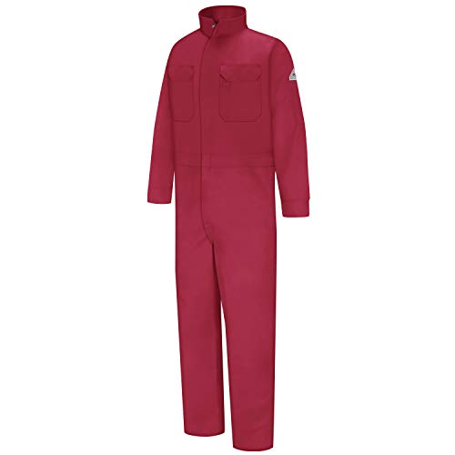 Bulwark Men's Tall Size Flame Resistant 9 oz Twill Cotton Premium Concealed Snap Coverall, Medium Grey, 50 Long