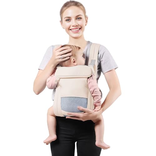 Shiaon Baby Carrier Newborn to Toddler, Cozy Baby Wrap Carrier(7-30lbs), Easily Adjustable Toddler Carrier, Lightweight Baby Holder Carrier, Baby Sling Carrier, Beige