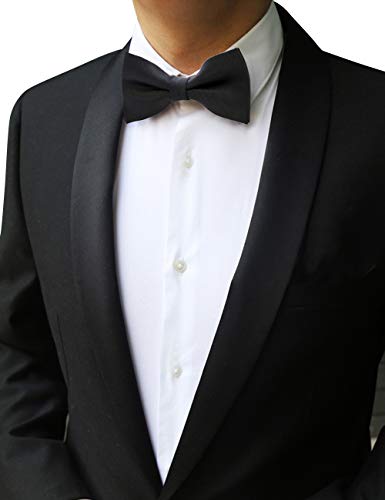 JEMYGINS Black Bow Tie Silk Bowtie and Pocket Square Hankerchief With Cufflinks Sets for Men(2)