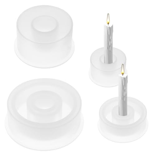 Grevosea 2 Pcs Candle Holder Resin Molds, Candlestick Silicone Molds Epoxy Resin Molds Candle Holder Mold for Pouring Taper Candles and Tealights DIY Crafts Wedding Party Home Decoration