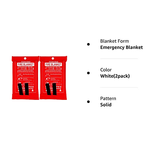 TONYKO Emergency Fire Blanket for Home and Kitchen -2Pack- Fire Suppression Blanket, Fiberglass Fireproof Blanket