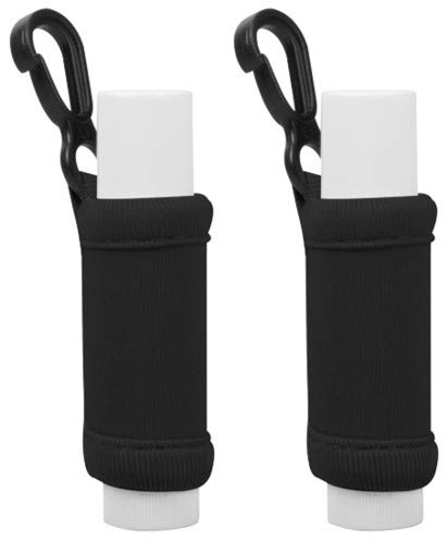 Chapstick Holder Keychain – Lip Balm Sleeve – Premium Neoprene with Key Chain Clip – Perfect for Chap Stick or Lip Gloss (Black, 2 Pack)