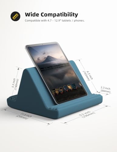 Lamicall Tablet Pillow Stand, Pillow Soft Pad for Lap - Tablet Holder Dock for Bed with 6 Viewing Angles, for iPad Pro 9.7, 10.5, 11, 12.9 Air Mini 4 3, Kindle, Galaxy Tab, E-Reader, Blackish Green