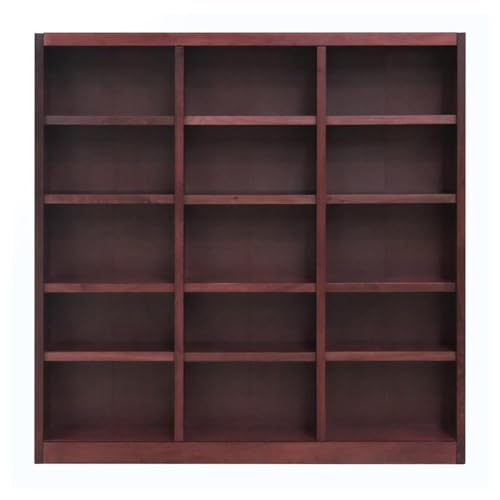 Traditional 72" Tall 15-Shelf Triple Wide Wood Bookcase in Cherry