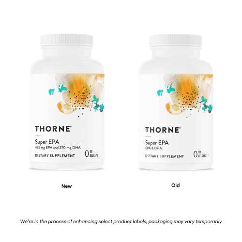 THORNE Super EPA - Omega-3 Fatty Acids EPA 425mg and DHA 270mg Supplement - Support Brain, Cardiovascular, Joints, and Skin - Gluten-Free, Dairy-Free, Soy-Free - 90 Gelcaps