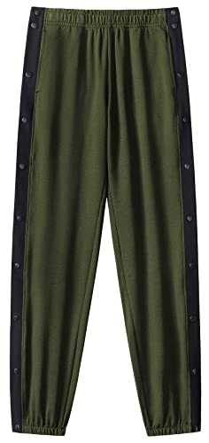 Chrisuno Tear Away Pants for Men Breakaway Mens Men's Basketball Loose Fit Active Sweatpants Casual Workout Army Green S
