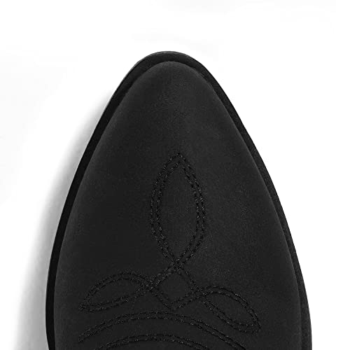 mysoft Women's Western Cowboy Boots Embroidered Mid-Calf Pointed Toe Cowgirl Boot (Available for Regular and Wide Calf)