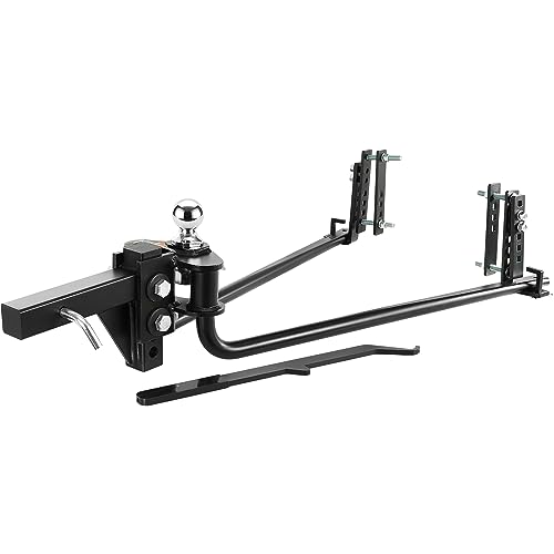 VEVOR Weight Distribution Hitch, 1,000 lbs Weight Distributing Hitches Kit with Sway Control for Trailer, 2-in Solid Steel Shank, 2-5/16 in Alloy Steel Ball, Powder Coated Load Leveling Hitch, Black