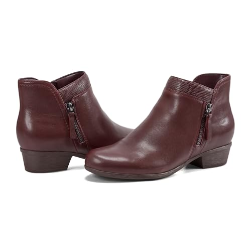 Rockport Women's Carly Bootie Ankle Boot, Dark Red Lizard, 8