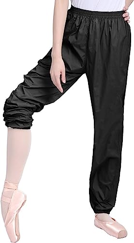 Daydance Black Teen Girls Dance Pants Ripstop Ballet Warm Up Perspiration Trousers
