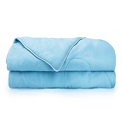 Topblan Cooling Comforter Queen Size, Lightweight Summer Blanket for Menopause Night Sweats, Breathable Soft Cooling Blanket for All Season Use, Machine Washable, 90"x90", Blue