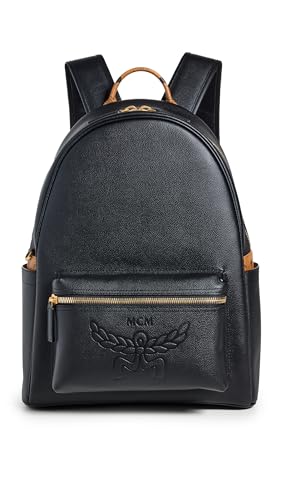 MCM Men's Stark Leather Backpack Medium, Black, One Size