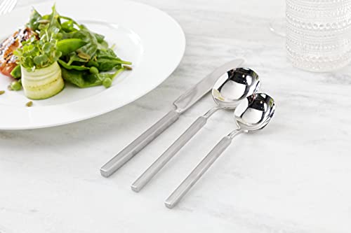 Fortessa Jaxson 18/10 Stainless Steel Flatware, Brushed/Mirrored Stainless Steel, 5 Piece Place Setting Service for 1