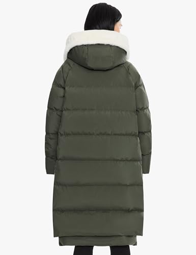 Orolay Women's Long Down Jacket Winter Puffer Jacket Warm Faux-Fur Collar Coat Armygreen Small