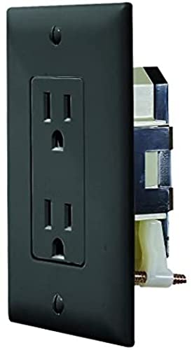 RV Designer AC Self-Contained Dual Outlet with Cover Plate S817 - 15 Amp 125 VAC Power Outlet Receptacle for RVs & Motorhomes - White - Safe & Simple Design - Dual Slots - OEM Use