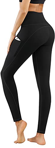 PHISOCKAT 2 Pack High Waist Yoga Pants with Pockets, Tummy Control Leggings, Workout 4 Way Stretch Yoga Leggings