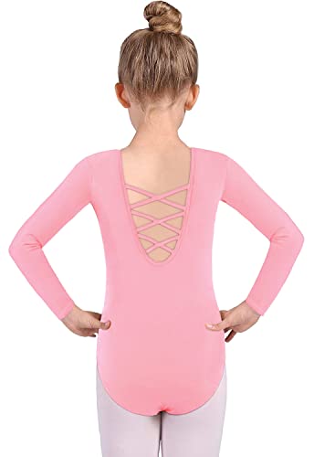 QZSH Dance Leotard for Girls Lace Ballet Dancewear Mock Neck,Hollow Back(6029-06-S)