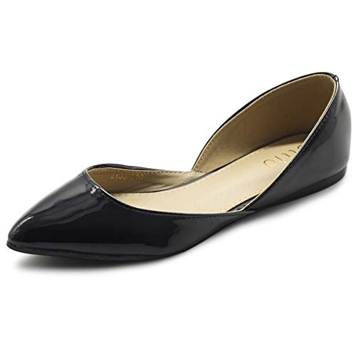 Ollio Women's Shoes Patent Leather Slip On Comfort Light Pointed Toe Ballet Flats F110 (6 B(M) US, Lilac)