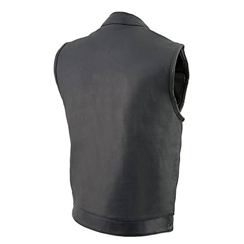 Milwaukee Leather Men's Black Cool-Tec Naked Leather Vest - Club Style Dual Closure Motorcycle Rider Vest MLM3514 - Small