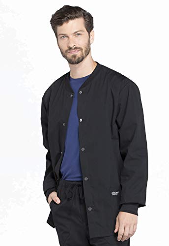 Cherokee Men's Medical Scrub Jacket Snap Front with Long Sleeve WW360, S, Grape