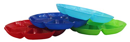 4 Black Duck Chip N Dip Hard Plastic 12-Inch Round 7-Section Serving Trays! Assorted Colors