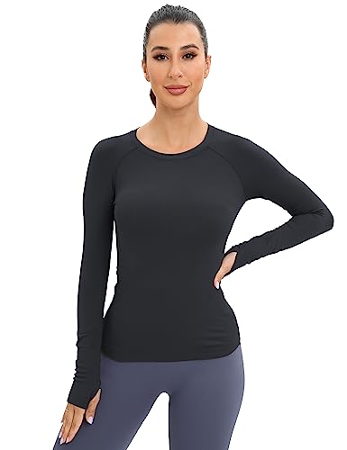 MathCat Workout Shirts for Women Long-Sleeved Athletic Shirt Running Breathable Seamless Yoga Tops Red