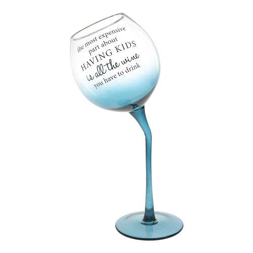 Pavilion - All The Wine You Have To Drink - 11 Oz Tipsy Stemmed Ombre Teal Wine Glass Unique Novelty Gag Gift Funny Mom Dad Humor Parenting Present