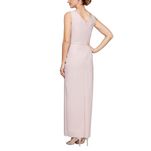 Alex Evenings Women's Slimming Long Side Ruched Dress with Cascade Ruffle Skirt, Blush, 14