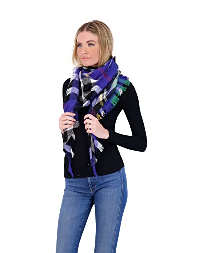 Plaid Blanket Scarf Winter Warm Fall Scarfs for Women, Lightweight Woven Soft Oversized Stylish Tartan Scarves Shawl Wraps for Women (White Gray Berry Plaid)