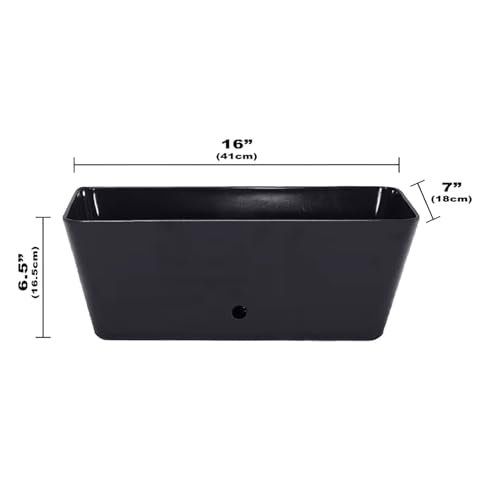 16 Inch Self-Watering Bamboo Planter (Black) - Rectangular - Bamboo Fiber - No Overwatering or Root Rot