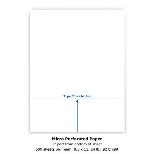 PrintWorks Professional 3" Perforated Paper, 500 Sheets, 24 lb, White (04168)