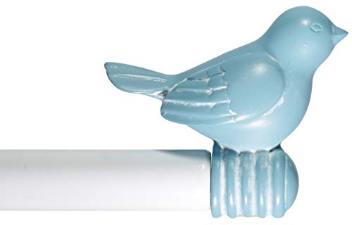 3/4-inch Cute Decorative Bird Adjustable Window Treatment Curtain Single Rod Set, 84" to 120" - Yellow Finial