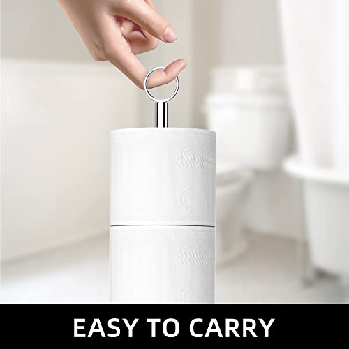 Toilet Paper Holder Stand(with Reserve Function), Free-Standing Stainless Steel Stand for Bathroom & Toilet Spare Rolls Storage