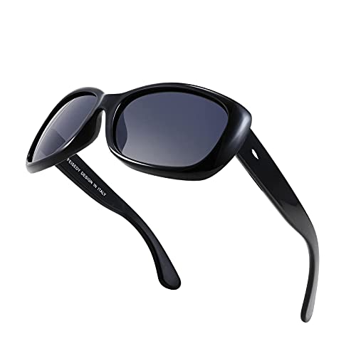 FEISEDY Vintage Square Polarized Sunglasses for Women Men Havana Thick Black Frame B2703