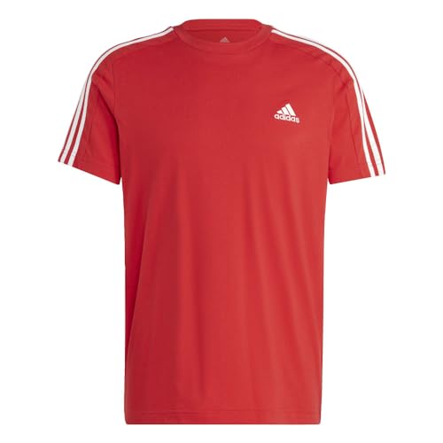 adidas Men's Essentials Single Jersey 3-Stripes T-Shirt, White/Shadow Violet, X-Large