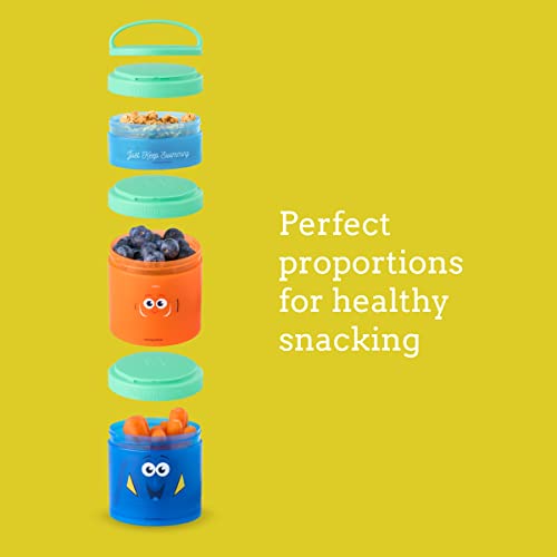 Whiskware Disney Pixar Stackable Polypropylene Snack Containers for Kids and Toddlers, 3 Stackable Snack Cups for School and Travel, Toy Story Buzz Lightyear