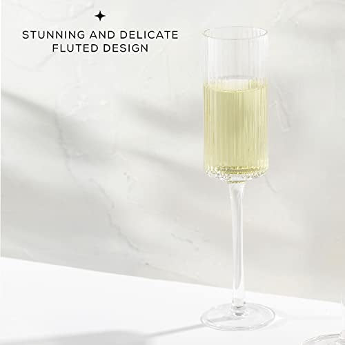 JoyJolt – ELLE 6oz Champagne Glasses. Vintage Style Unique Drinking Mimosa Glasses, Cocktail Glasses or Wedding Champagne Flutes.