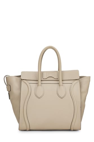 Céline, Pre-Loved Beige Drummed Calfskin Luggage Mini, Beige