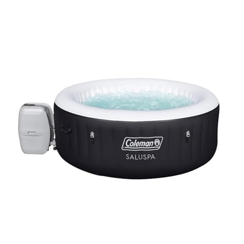 Coleman SaluSpa Miami AirJet 2 to 4 Person Round Inflatable Hot Tub Portable Outdoor Spa with 60 Soothing AirJets and Insulated Cover, Black