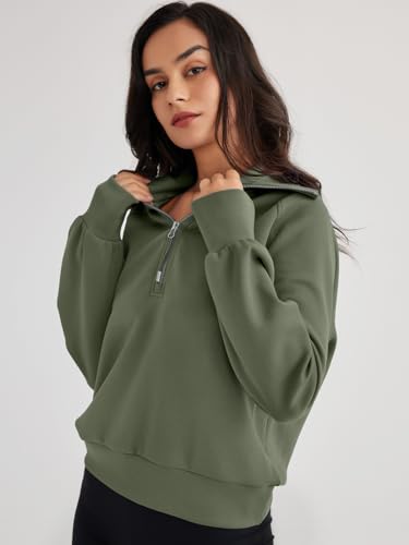 Trendy Queen Womens Oversized Sweatshirts Quarter Zip Hoodies Half Pullover Long Sleeve Crewneck Shirts Fleece Fall Outfits Clothes Teen Girls Winter Fashion Clothes 2024 White M