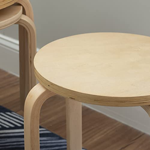 Jenna Natural Round 17.75" Stacking Stool, Set of 4 by Linon