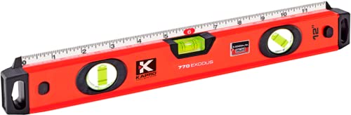 Kapro - 770 Exodus Professional Box Level - 12" - With 45° Vial & Ruler - For Leveling, Measuring, Marking, and Cutting - Features 3 Vials, Precise Straightedge, and Wall-Grip