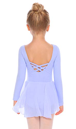 Zaclotre Ballet Leotards for Girls Toddler Classic Long Sleeve Criss-Cross Back Dance Dress Ballerina Outfits
