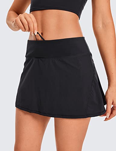 CRZ YOGA Women's Quick Dry Pleated Tennis Skirts Mid Waisted Cute Athletic Workout Running Sports Golf Skorts Volleyball Black X-Small