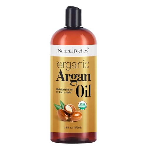 Natural Riches Organic Argan Oil of Morocco 16oz Penetrating Hair oil Deep Moisturizing Serum for Dry, Damaged & Coarse Hair pure Moroccanoil Cold Pressed for Hair, Face and Body