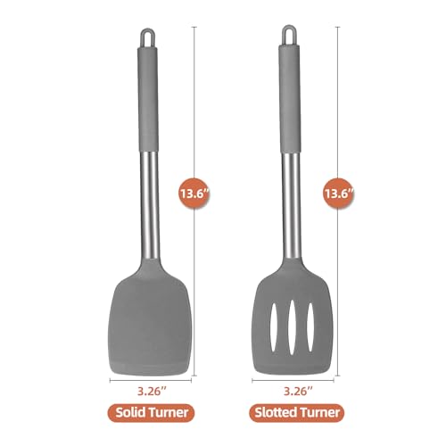 FXFSTEEL Silicone Kitchen Spatula Set Turner Spatula Kitchen Utensil for Nonstick Cookware Cooking, Heat Resistant, BPA Free, Dishwasher Safe