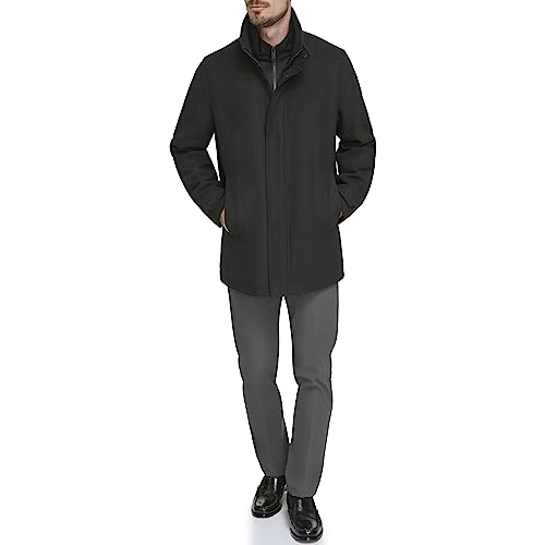 Dockers Men's Wool Melton Two Pocket Full Length Duffle Coat, Black