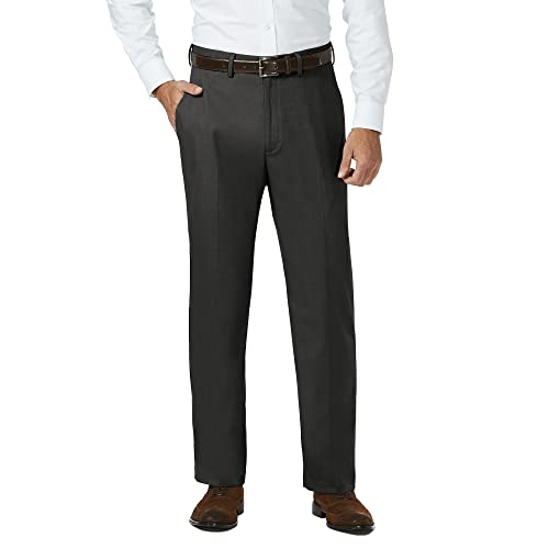 J.M. Haggar Men's Classic Fit Flat Front Dress Pant-Regular and Big & Tall Sizes, Light Blue Heather, 38W x 30L