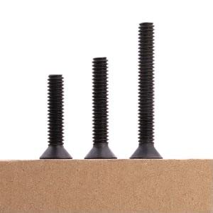 3/8-16 x 1-1/4" (12 PCS) Flat Head Socket Cap Screws, Black Oxide Finish, Hexagon Socket Countersunk Head Cap Screws, 10.9 Grade Alloy Steel, Full Thread, Coarse Thread, ASME/ANSI B18.3-8